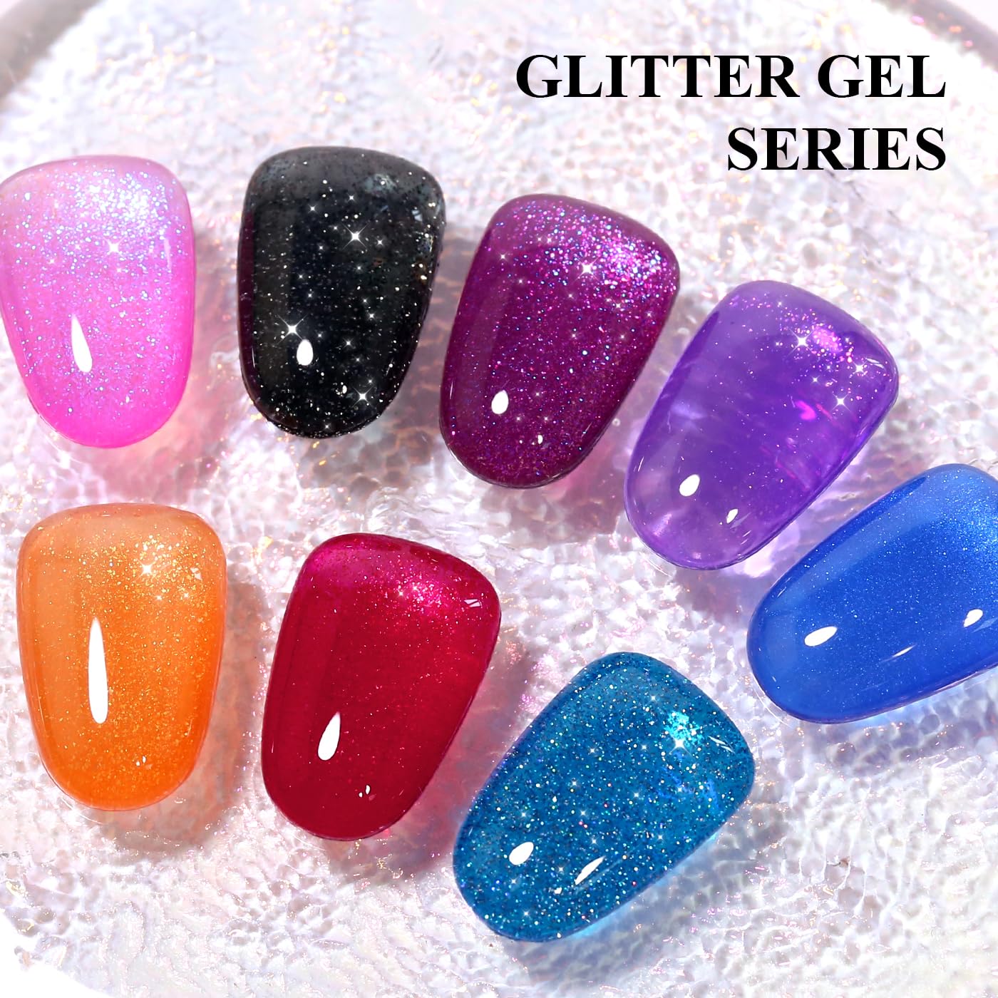 Imtiti Glitter Gel Nail Polish, 0.5 Fl Oz Deep Purple Iridescent Glitter Gel Polish Soak Off LED UV Shimmer Sparkle DIY Art Starter Manicure Salon