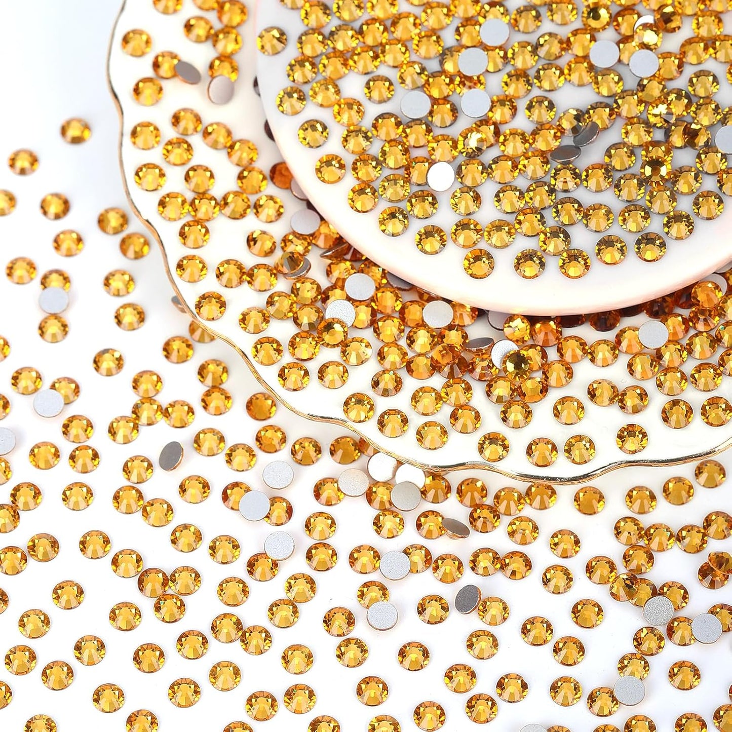 10000PCS Gold Yellow Rhinestones Bulk, Flat Back Crystal Glass Stone Round Gems,SS20, 4.6-4.8mm