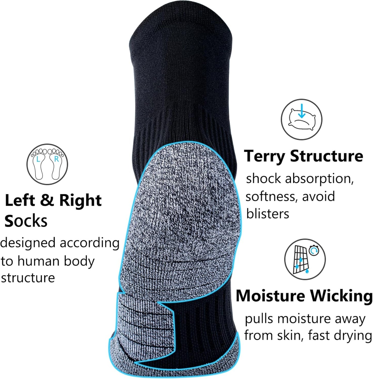 CWVLC Compression Athletic Quarter Socks Cushioned for Men Women