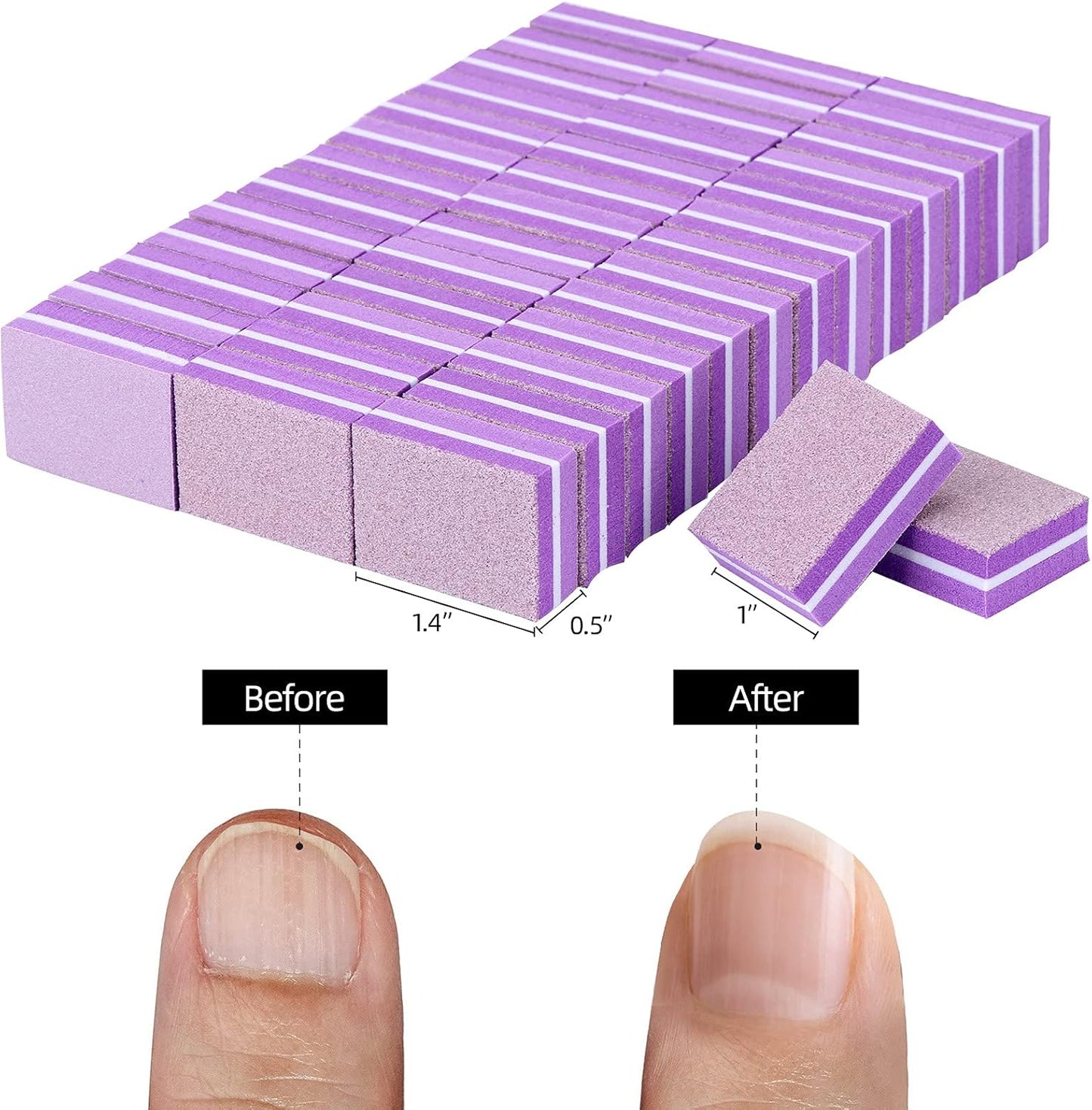 100 Pcs Mini Buffers for Nails 180/100 Grit Mini Nail Buffer Purple Nail Buffers for Natural Nails