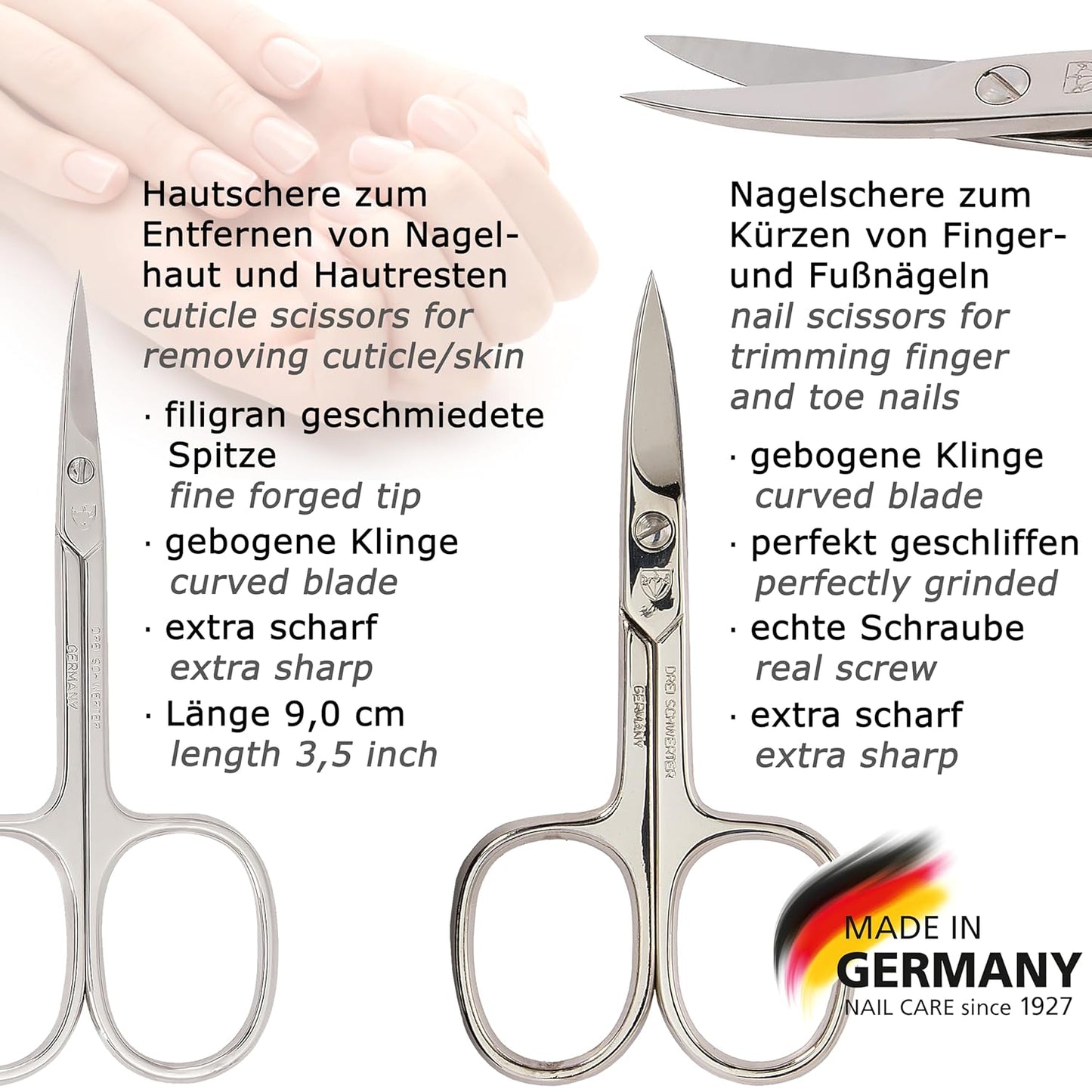 3 Swords Germany - brand quality 7 piece manicure pedicure kit set - nail care tools by 3 Swords - red ostrich optic