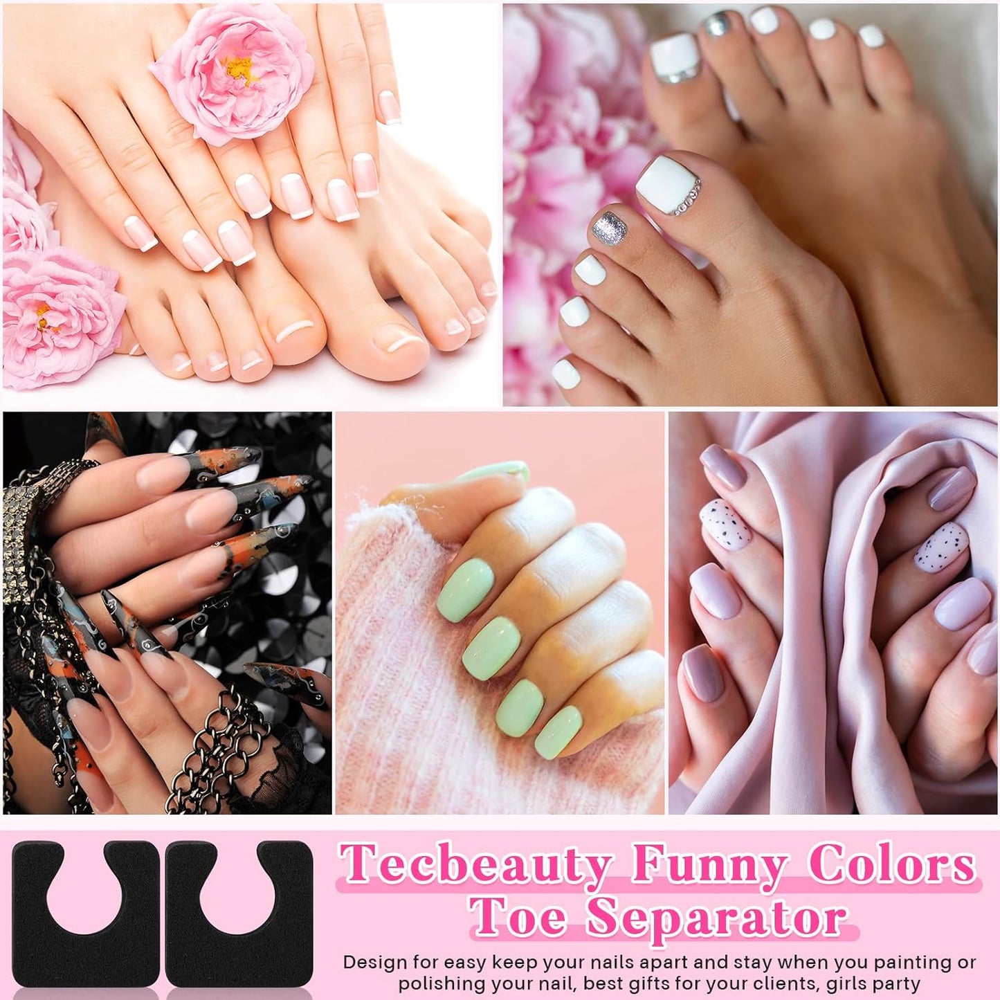 Mumufy 1000 Pcs Individual Toe Separators Bulk Soft Foam Comfortable Pedicure Toe Separators Dividers for Women Men Art Manicure Feet Nail Polish Painting Spa(Black)