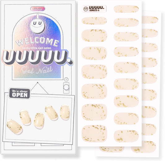 UUUUU. Naked Gold | UUUUU. Gel Nail Stickers, semicured gel Strip,Gel Nail Kit, Nail Art, Popular Design, Gel Nails, Flowers, Cute, Women's, Easy to apply & remove