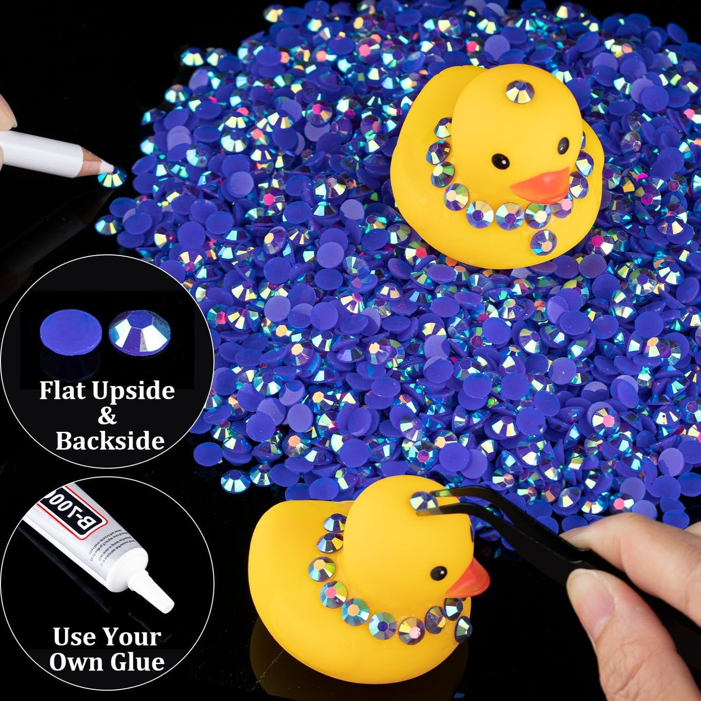 15000pcs 2mm Resin Rhinestones Bulk, Dark Blue AB Flatback Round Jelly Rhinestones Bedazzling Non Hotfix Crystal Gems Large Quantity Wholesale for DIY Crafts Clothes Tumblers Face Makeup Manicure