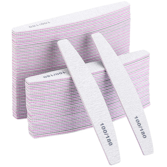 BTYMS 75 Pcs Nail Files and Buffers for Acrylic Nails 100/180 Grit Double Sided Emery Boards Fingernail Files Kit