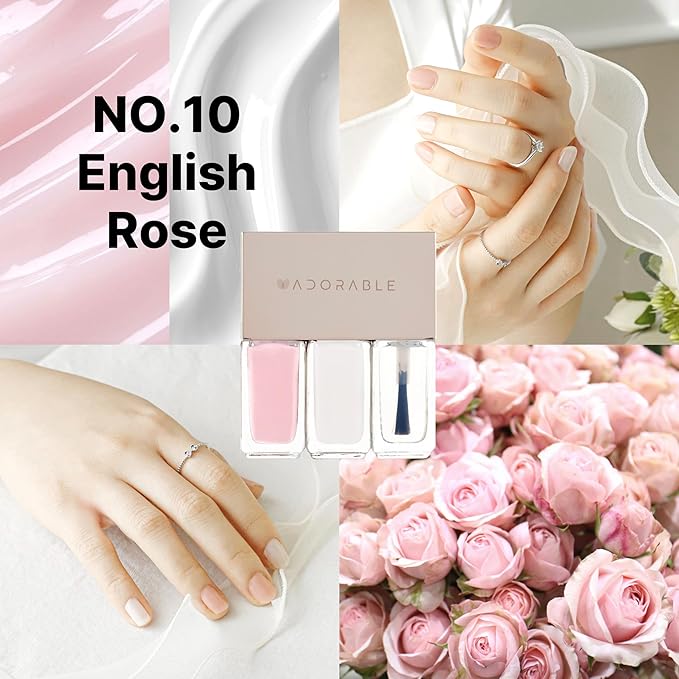 Breathable Halal Vegan Nail Polish – Water-Based 3pc Gift Set (English Rose Pink + Soft White + Clear Top Coat) | Non-Toxic, Eco-Friendly, Cruelty-Free, 0.51 fl oz