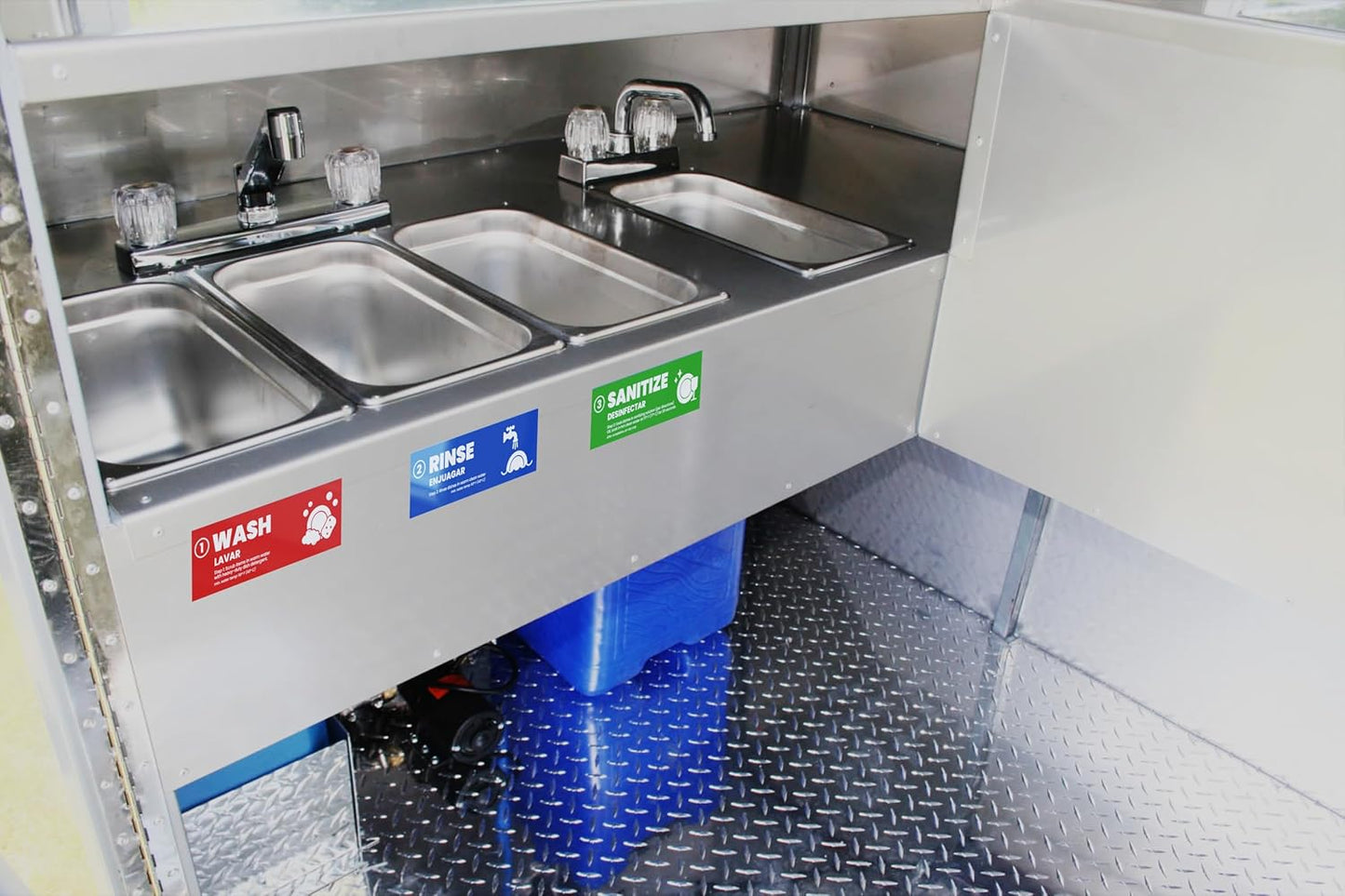 [Enhanced] Wash Rinse Sanitize Sink Labels | 3 Compartment Sink Stickers | Training Labels for Dishwashing | Food Service, Restaurant, Commercial Kitchen (1 Set: 6 x 2 in)