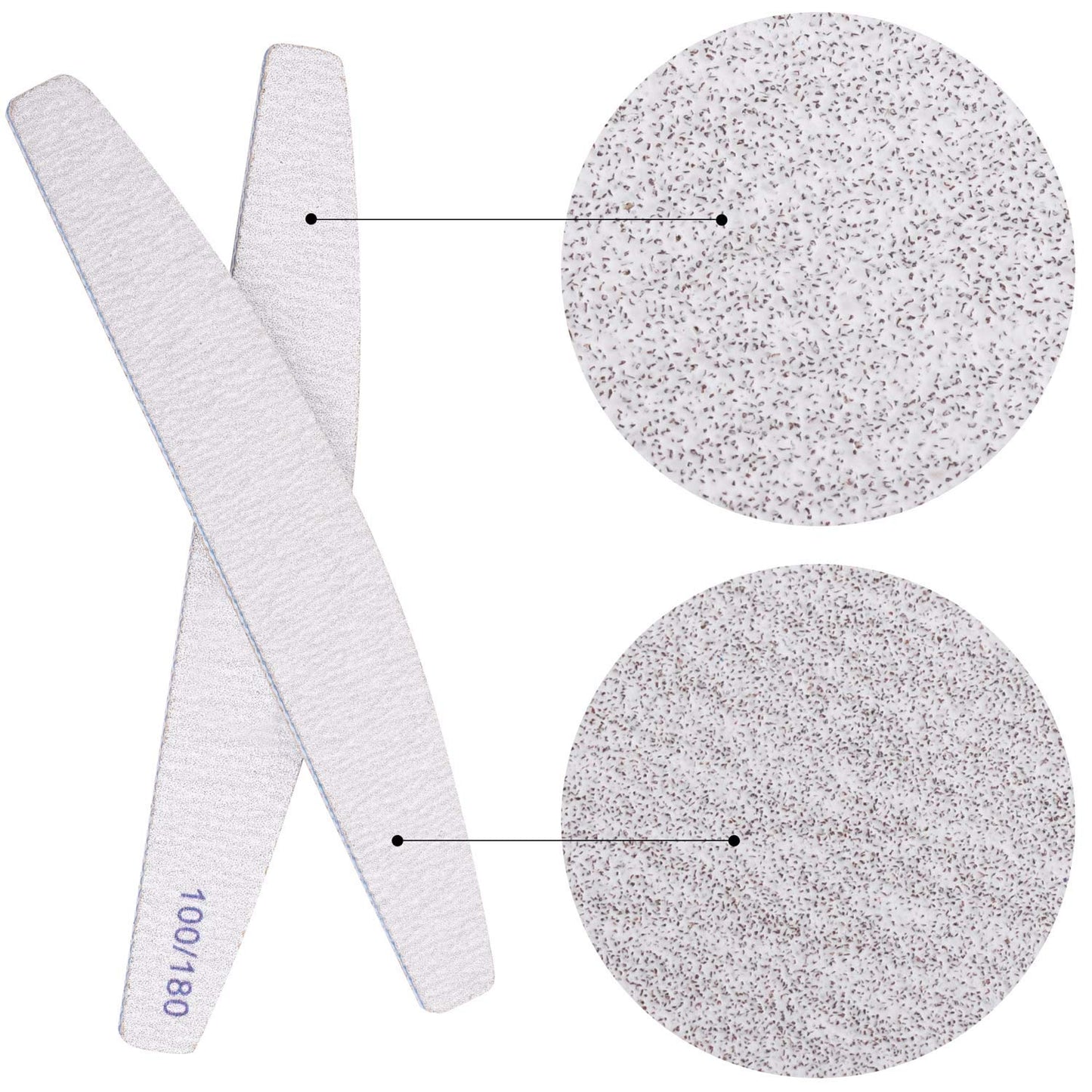 Nail File 25 Pack 100/180 Grit Professional Doubled Sides Emery Boards Washable Curved Nail Files for Gel Nail and Acrylic Nails, Salon Home Use
