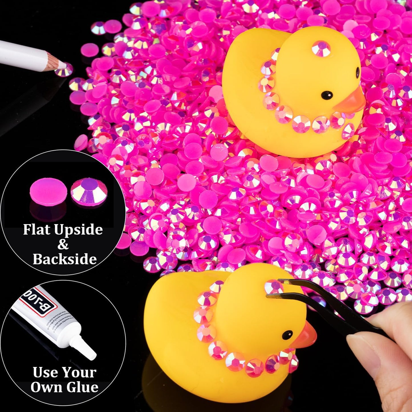 8000pcs 3mm Resin Rhinestones Bulk, Hot Pink AB Flatback Round Jelly Rhinestones Bedazzling Non Hotfix Crystal Gems Large Quantity Wholesale for DIY Crafts Clothes Tumblers Face Makeup Manicure