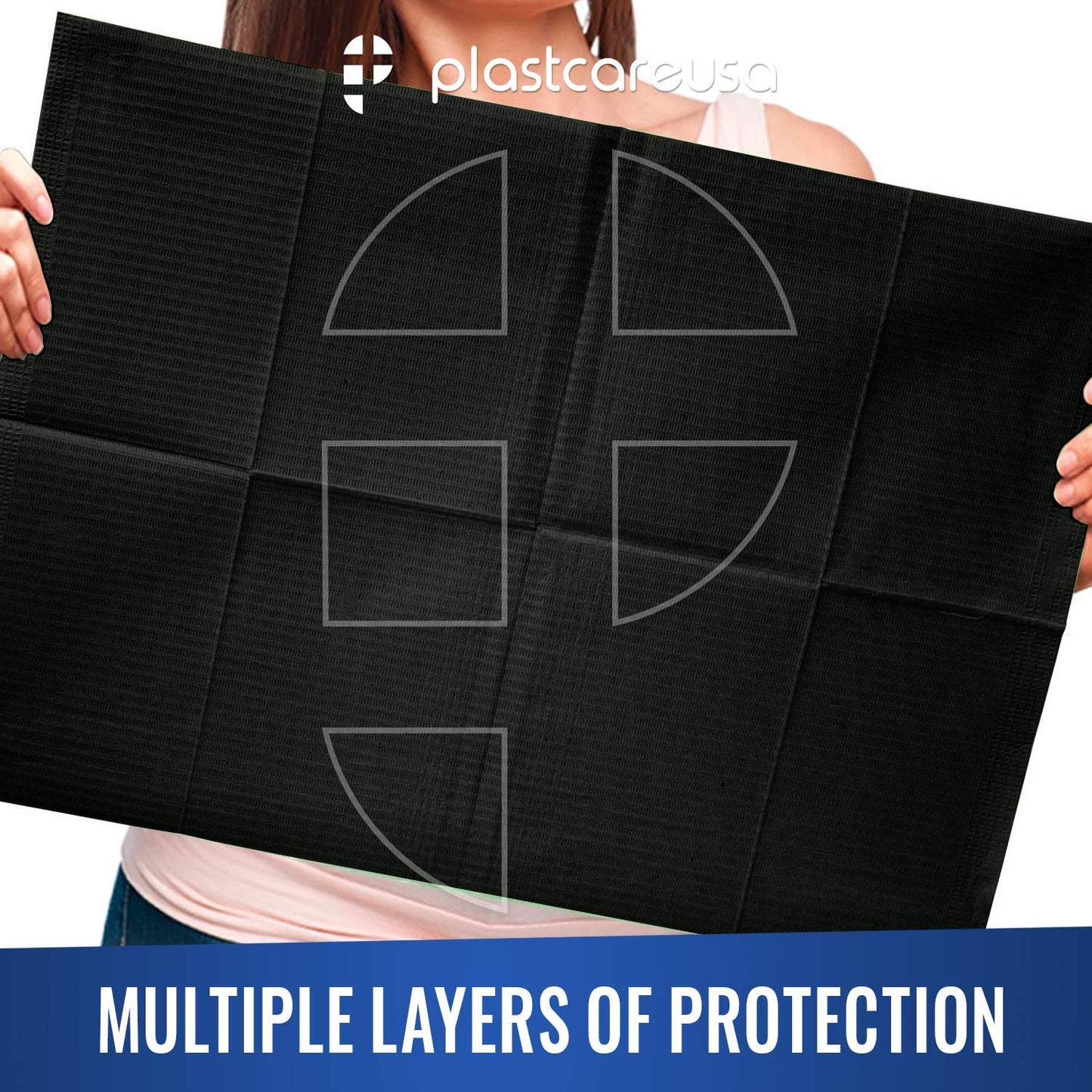 Disposable Dental Bibs 13"x18" - 3 Ply Waterproof Tattoo Bib Sheet for Patients - Dentist or Medical Tray Cover and Nail Table Cover Supplies, Black