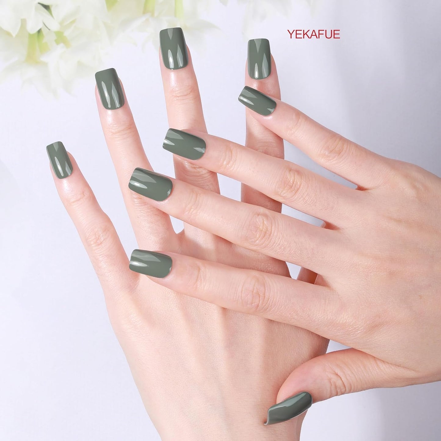 No Lamp Gel Nail Strips 22 Pcs Wraps - Green, Solid, Easy Apply Gel Nail Stickers Long Lasting, Salon-Quality, 2 Prep Pads, 1 File, 1 Wooden Stick