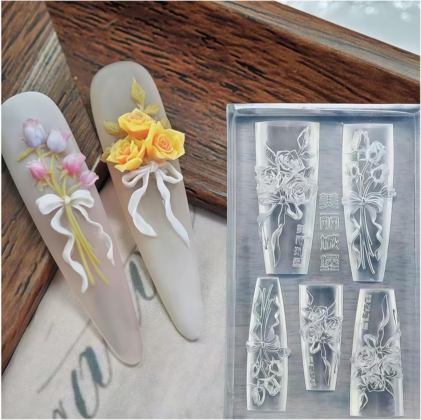3D Flower Nail Art Molds Rose Bouquet Design, Silicone Nails Tool Y2k Decoration