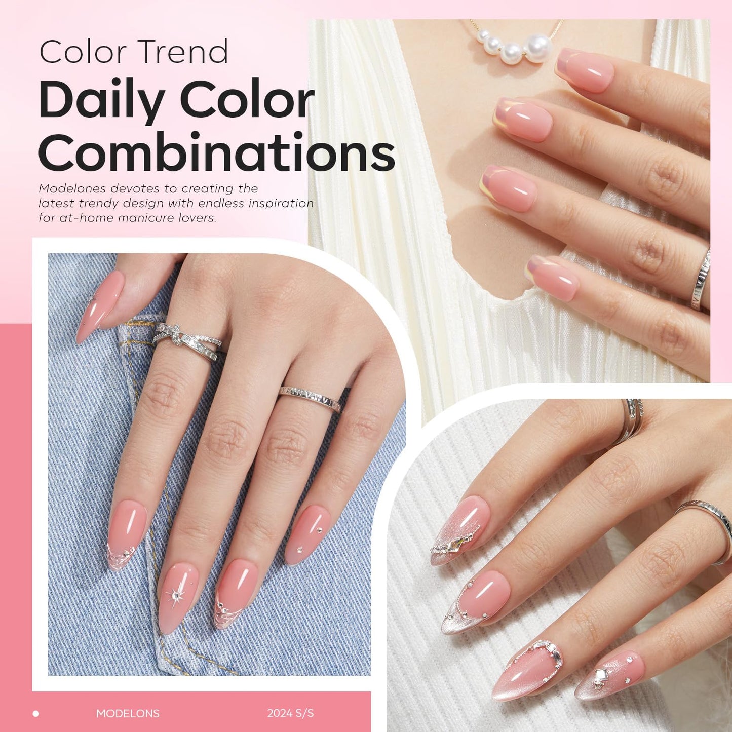 modelones Builder Nail Gel, 2 Pcs Clear and Rose Nude Pink Builder Nail Polish for Thickening Apex Building 8-in-One Rubber Color Base Polish Strengthener Extend Gel LED Lamp Cured 10 ml DIY Salon