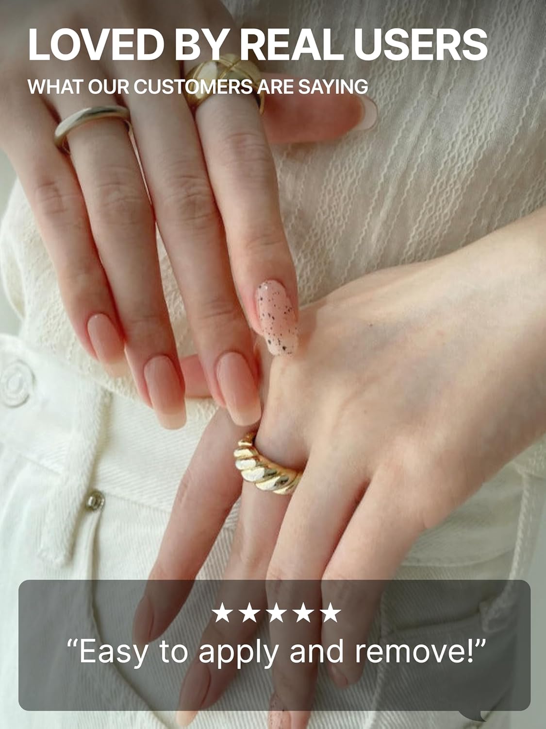 UUUUUU Semi Cured Gel Nail Strips | Salon-Quality | UV Free Gel Nail Wraps for Women | Easy Peel&Stick | Long-Lasting up to 14 Days | 28 Strips Set+File & Wipes | Gift-Ready (UGN076 - Pure Beige)