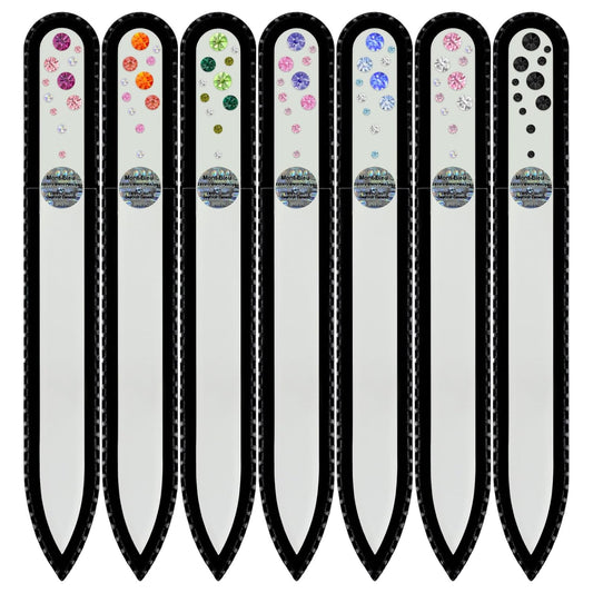 Mont Bleu Gift Set of 6 + 1 free Glass Nail Files hand decorated with crystals from Swarovski® | Hand Made, Czech Tempered Glass, Lifetime Guaranty