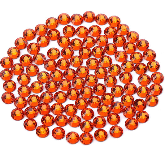 Novani Orange Rhinestones 3000Pcs Flatback Crystal Round Loose Gemstones Glass Rhinestones for Crafts Makeup Nail Art Clothes Shoes DIY Decorations(SS6, 1.9-2.0mm)