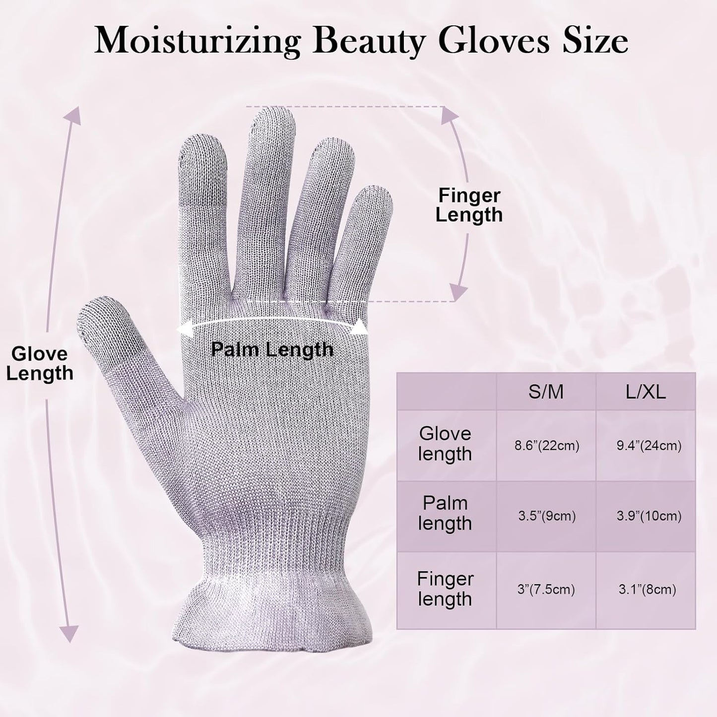 MIG4U Moisturizing Beauty Gloves Touchscreen Overnight Sleeping Glove for Women Dry Hands, Nighttime Lotion, Eczema, SPA, Cosmetic Treatment, Grey Purple 3 Pairs Size L/XL