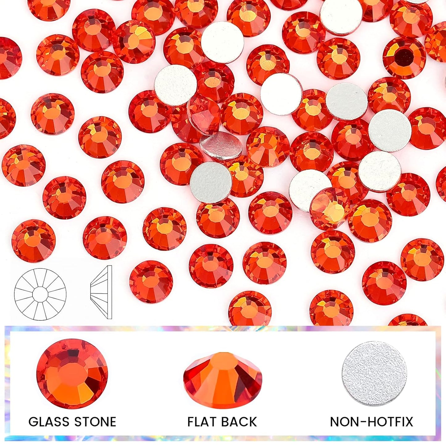 Novani Orange Rhinestones, Flatback Crystal Loose Gemstones 1440pcs Glass Rhinestones for Clothes Shoes Crafts Makeup Nail Art and DIY Decorations(SS12, Hyacinth)