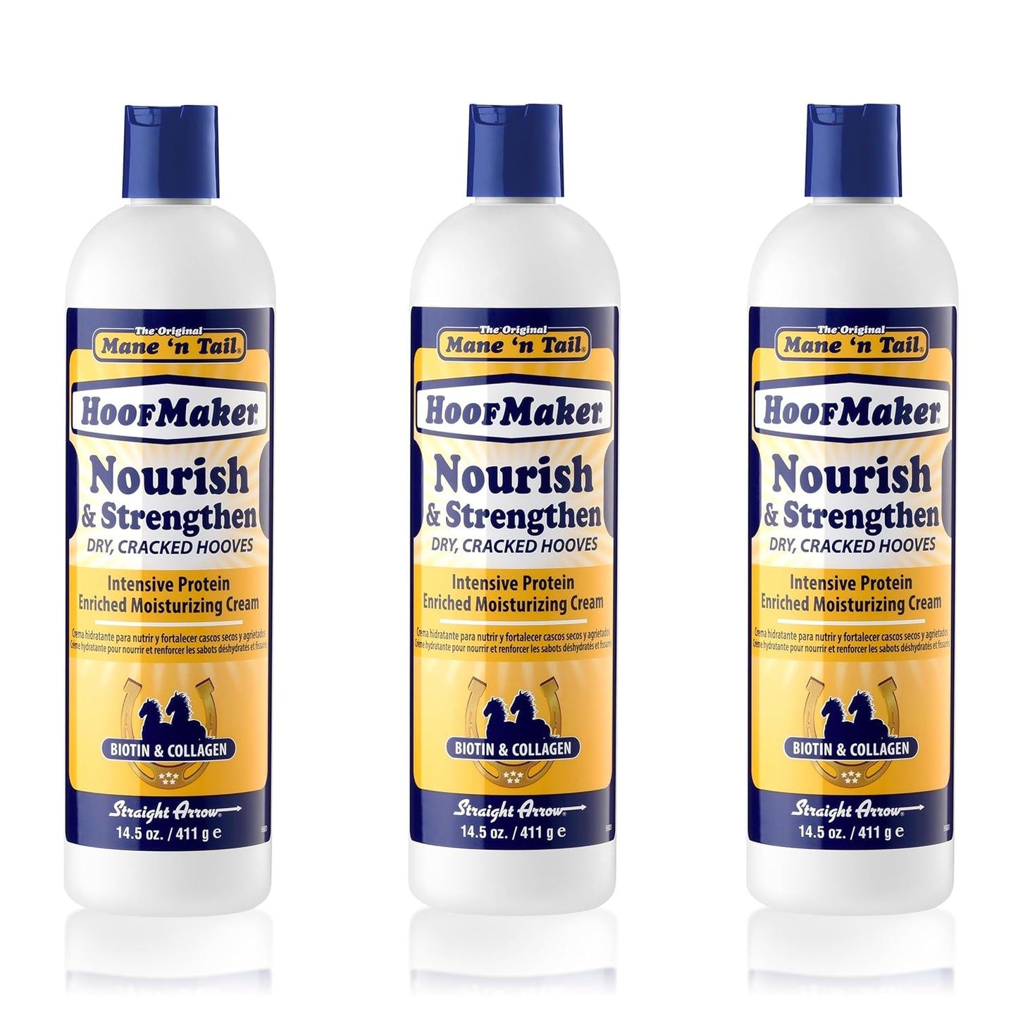Mane 'n Tail Hoofmaker Hand & Nail Therapy (14.5 Oz Each, 3 Pack) – Fragrance-Free, Biotin & Collagen-Enriched Moisturizing Cream for Strengthening Dry, Cracked Hooves
