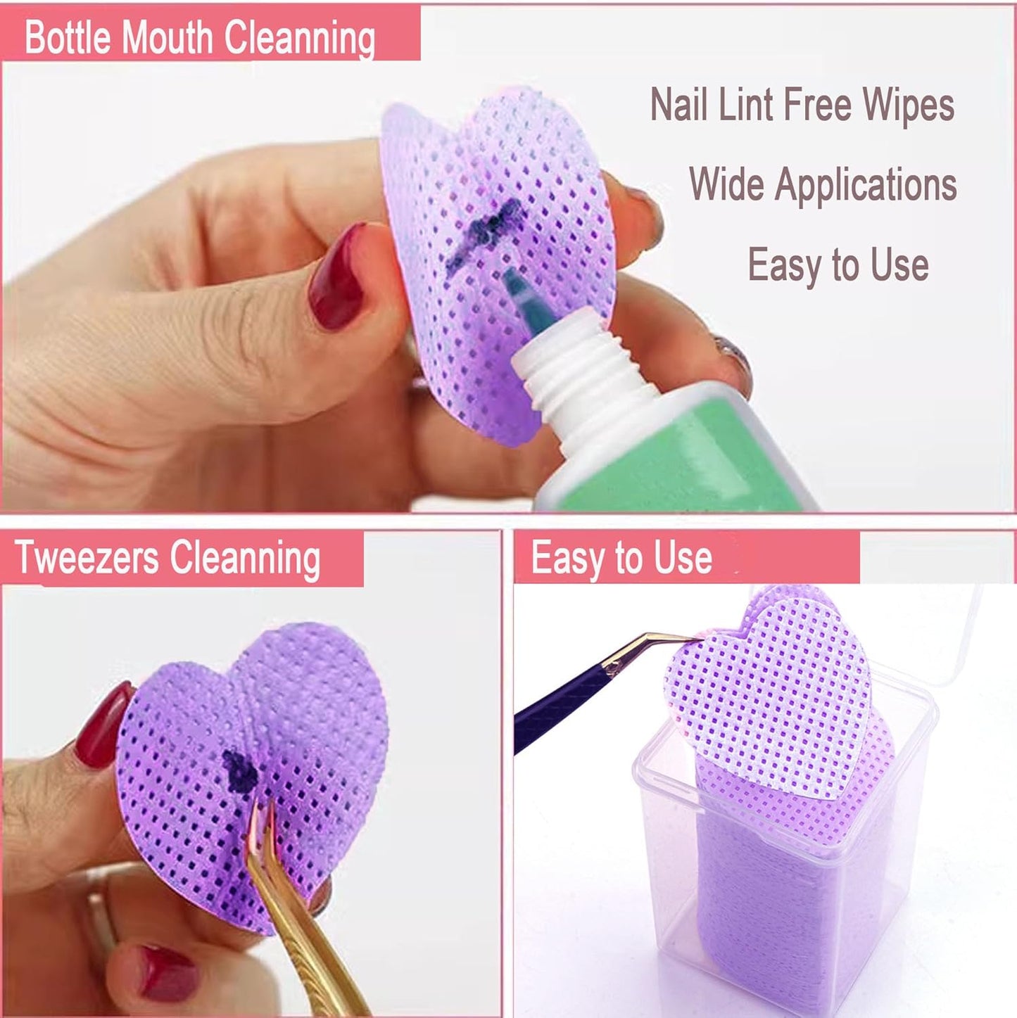 Lint Free Nail Wipes, 1000 PCS Nail Wipes Eyelash Extension Glue Wipes,Nail Polish Remover Wipes Lint Free,Non-Woven Super Absorbent Soft Lash Glue Wipes for Lash Extension Supplies,Colorful