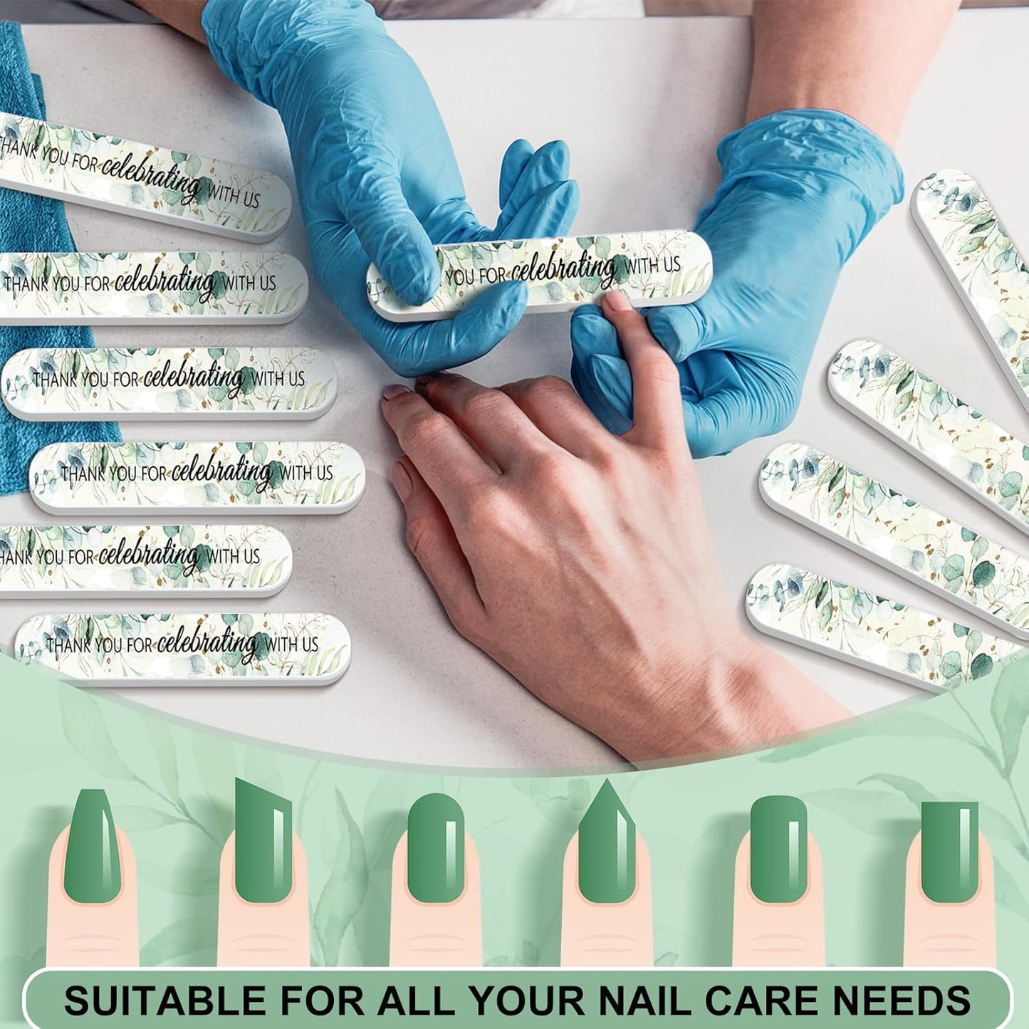 50 Pcs Wedding Bridal Shower Party Favors Bulk Nail Files Emery Boards for Guests Bridesmaid Bachelorette Party Favors Thank You for Celebrating with Us Game Prizes Gifts Bags Stuffers