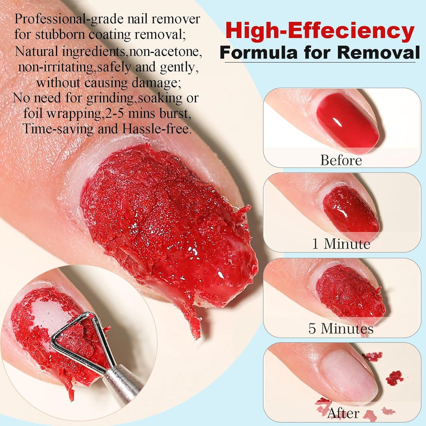 Gel Polish Remover, Gel Remover Kit Includes Cuticle Oil and Nail Polish Remover Tool No Soaking or Wrapping Removes Gel Polish in 2-5 Minutes
