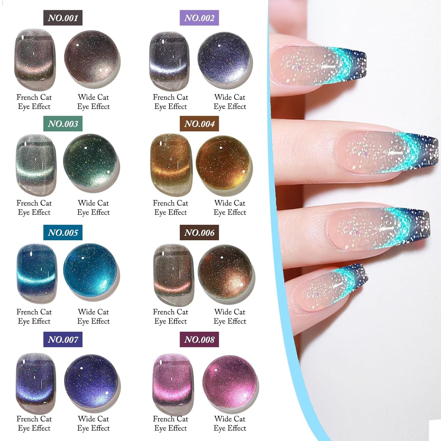Cat Eye Gel Nail Polish 8ml, Long-Lasting Magnetic Cat Eye Gel 12