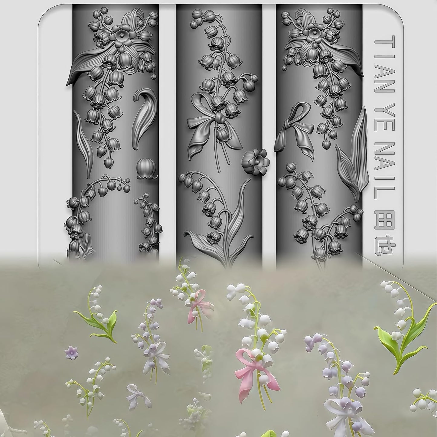 3D Lily of The Valley Nail Art Molds Flower Design, Silicone Nails Tool Y2k Decoration