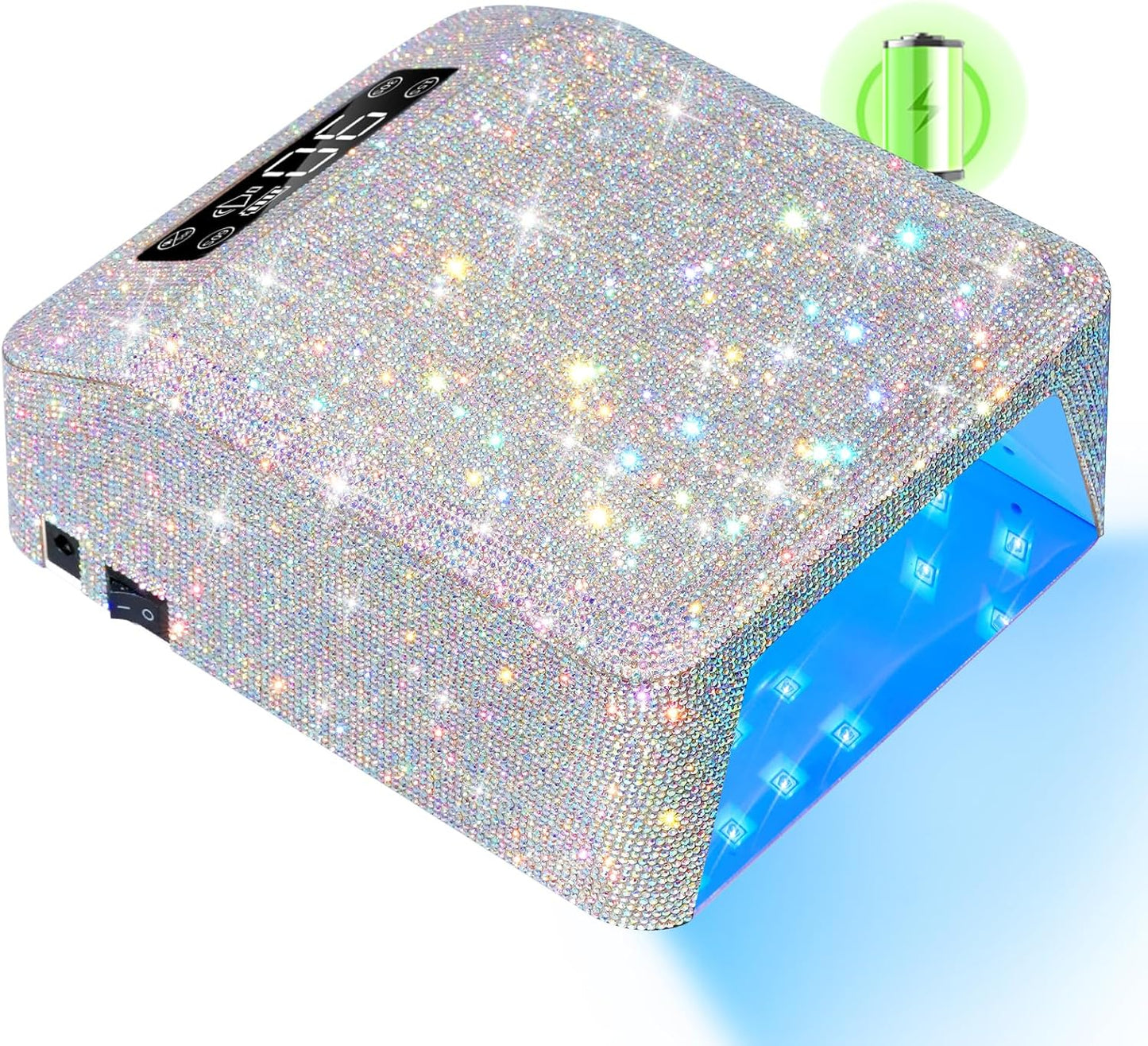 UV Nail Lamp, Rechargeable LED Nail Lamp Sparkly Gel Polish Light 4 Timer Setting Professional Quick Dry Curing Lamp with Display Auto Sensor for Salon & Home