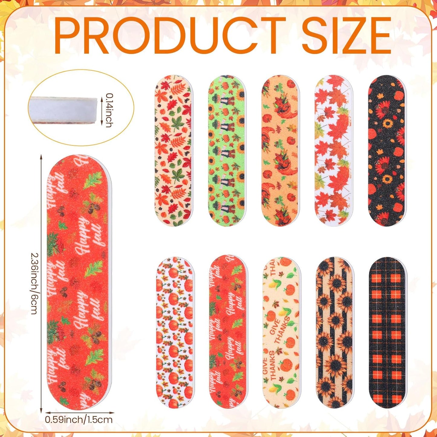 Lasnten 200 Pcs Thanksgiving Mini Nail Files Thanksgiving Gifts for Women Autumn Pumpkin Double Sided Emery Board Nail File Bulk Fall Harvest Pumpkin Manicure Tools for Party Favor Goodie Bag Filling