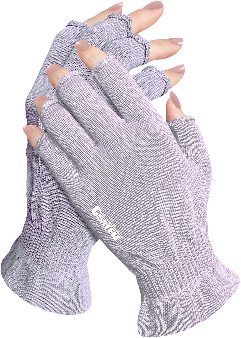 GSAFEME Cotton Gloves for Dry Hands - Fingerless Touchscreen Moisturizing Gloves for Sleeping - Cotton Eczema Gloves for Men and Women, Purple S/M 1 Pair