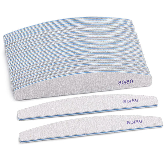 25 Count Coarse Nail Files 80/80 Grit, Reusable Rough Nail Files Double Sided Emery Boards for Acrylic Nails