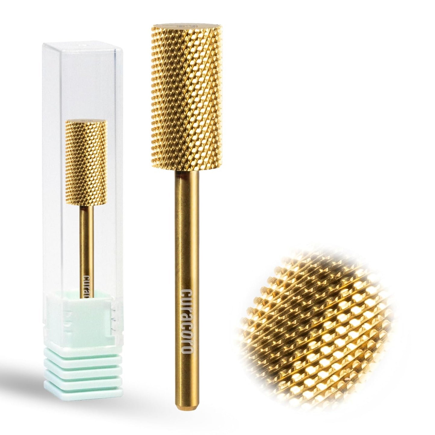 Curacoro Nail Drill Bits 3/32'' - Safe Smooth Stop Large Barrel Carbide Bit (Fine), Gently Bits for Removal & Nail Enhancement, for Nail Beds, Nail Art Pedicure Manicure Salon & Home
