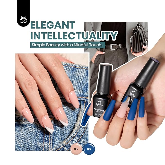 Beetles Gel Nail Polish Set 60 Colors Fall Uv Gel Polish Kit Jelly Brown Glitter Nude Pink White Red Blue Green Color Nail Polish Base &Glossy Matte Top Coat Gift for Her Women