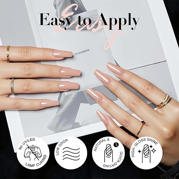 AZUREBEAUTY Nude Nail Polish Set, Light Brown Nail Polish Quick Dry Natural Infinite Shine Nail Lacquer Fingernail Polish Kit Salon-Quality for Women 2 PCS 0.34 oz Each