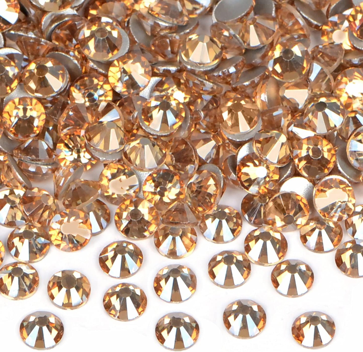 2880PCS Art Nail Rhinestones Non Hotfix Glue Fix Round Crystals Glass Flatback for DIY Jewelry Making with one Picking Pen (ss10 2880pcs, Lt. Peach)