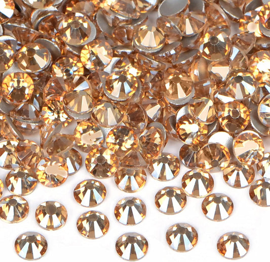 2880PCS Art Nail Rhinestones Non Hotfix Glue Fix Round Crystals Glass Flatback for DIY Jewelry Making with one Picking Pen (ss10 2880pcs, Lt. Peach)