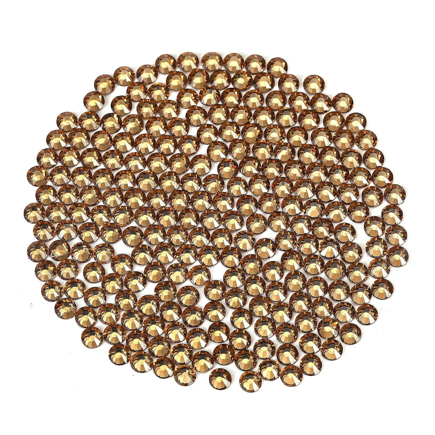 Novani Brown Rhinestones Flatback Rhinestones Glass Gems Stones Jewels Round Gemstones Non-Hotfix Crystal for Nail Crafts,SS12,1440 Pieces,Topaz