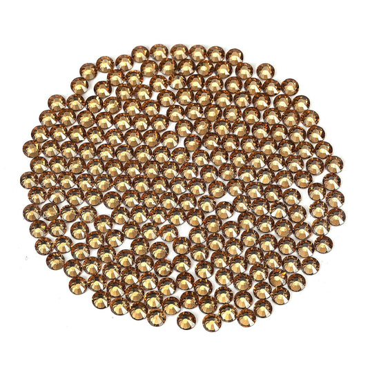 Novani Brown Rhinestones Flatback Rhinestones Glass Gems Stones Jewels Round Gemstones Non-Hotfix Crystal for Nail Crafts,SS12,1440 Pieces,Topaz