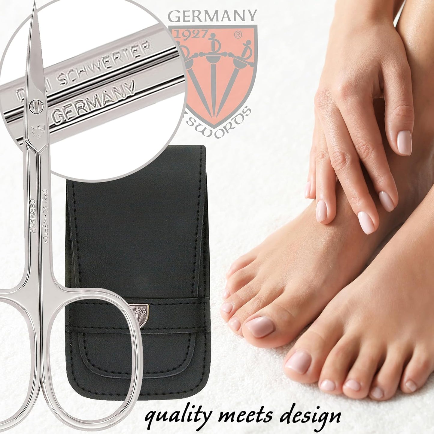 3 Swords Germany - brand quality 6 piece manicure pedicure grooming kit set for professional nail care with genuine leather case - Made in Germany