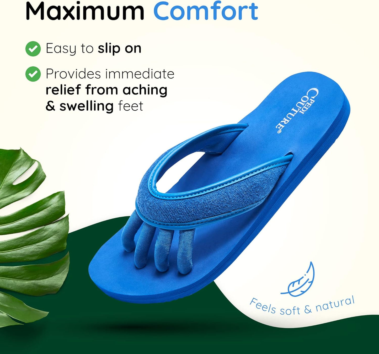 Pedi Couture Pedicure Sandals with Built In Toe Separators for Women - Comfortable Spa Style Flip Flops for Home, Salon, Yoga & Gym Use