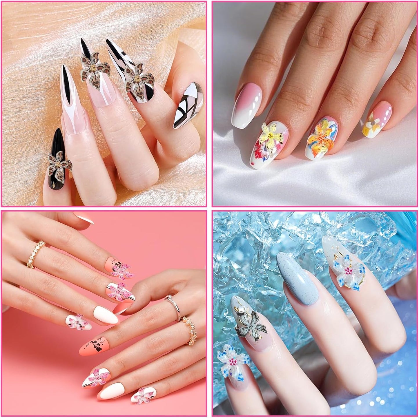 180 PCS Flower Nail Art Charms 3D Hawaii Flower Nail Charms Spring Summer Floral Nail Charm for Nails Design Kit Resin Accessories for Women DIY Manicure Decorations Supplies