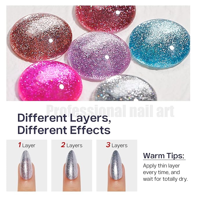 MIZHSE Quick Dry Glitter Silver Nail Polish, Classic Nail Polish Air Dry Fast, 15ml High Glossy Sparkly Shiny Shimmery Nail Art Salon Manicure Home