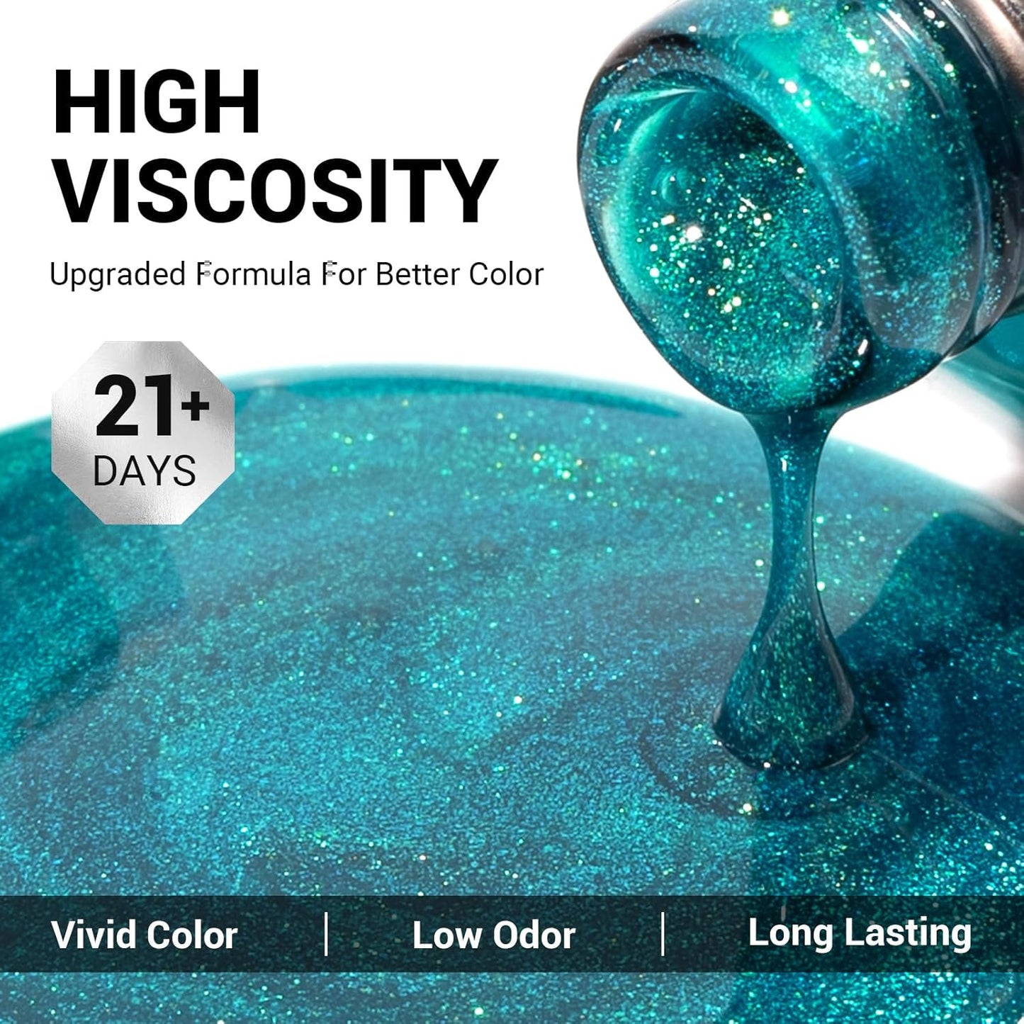 MelodySusie Blue Shimmer Glitter Gel Nail Polish,0.5fl oz Soak Off UV LED Translucent Jelly Glitter Blue Gel Polish Gift for Women Nail Art Manicure Salon DIY Nail Design Decoration at Home-2572