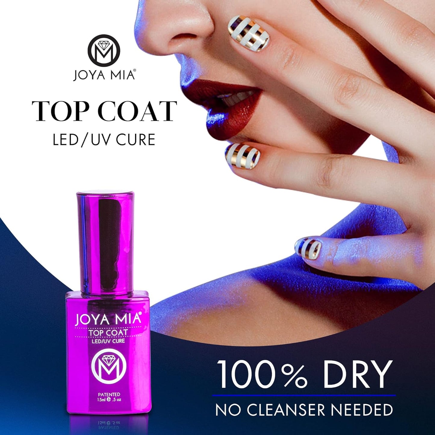 JOYA MIA - No Wipe Gel Top Coat for Acrylic & Gel Nails, Long-Lasting & Soak-Off, 15 mL