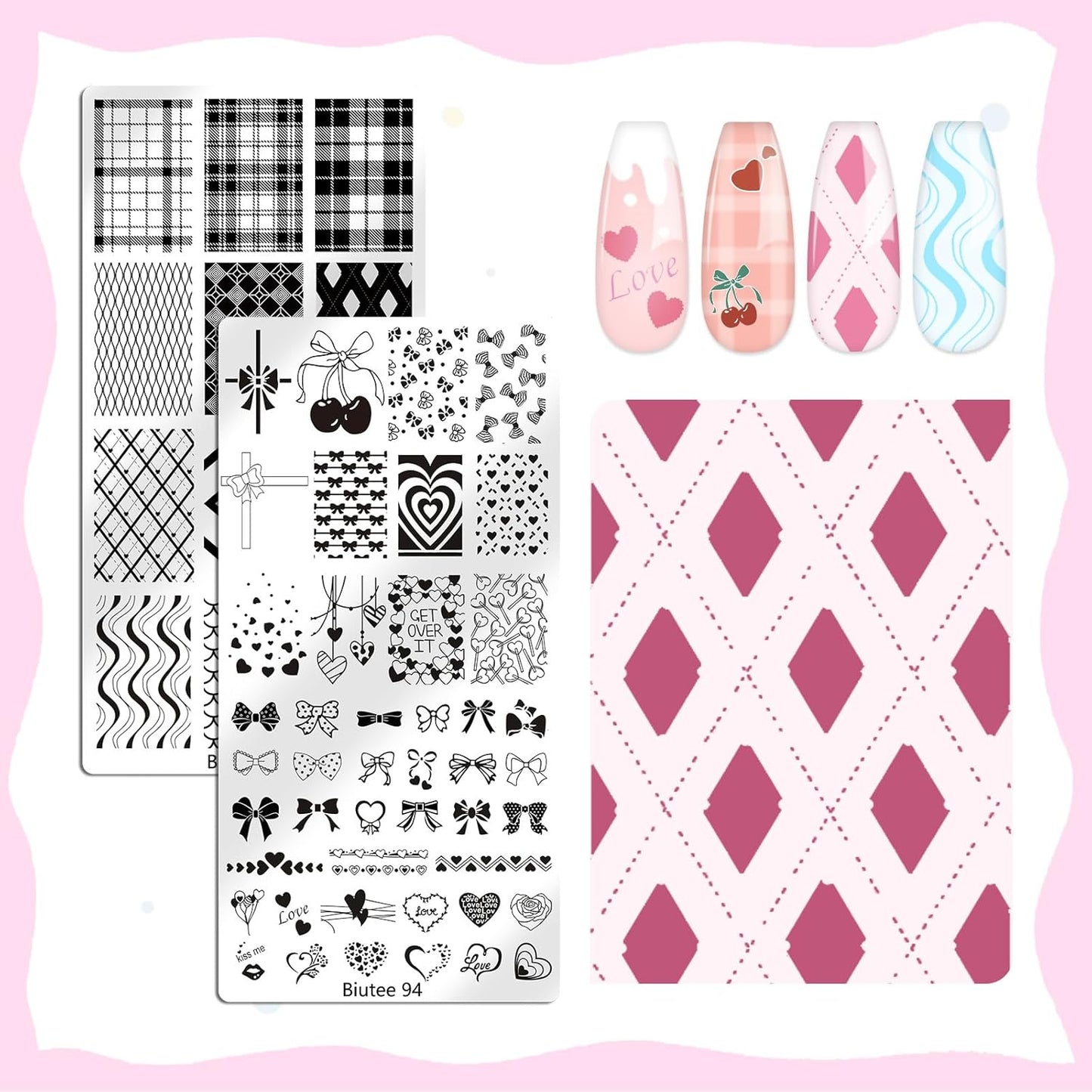 Biutee 10PCS Nail Art Stamping Plates Set Nail Stamper Kit with Nail Stamper Scraper and Storage Bag, Nail Stamp Plate Halloween Christmas Butterfly Starry Sky Flower Design Nail Stamping Kit