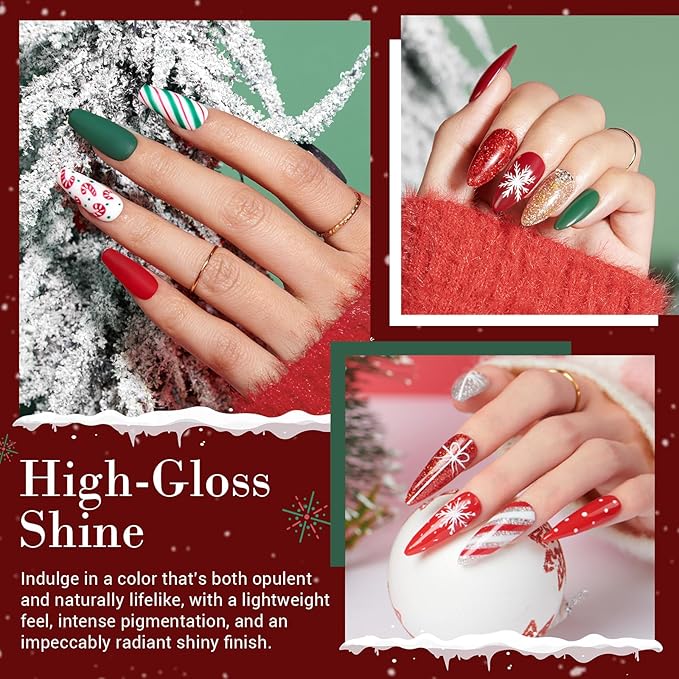 AZUREBEAUTY Red Nail Polish Burgundy Christmas Quick Dry Natural Infinite Shine Nail Lacquer Fingernail Polish Strengthening Treatment Kit Salon-Quality for Women 10ml