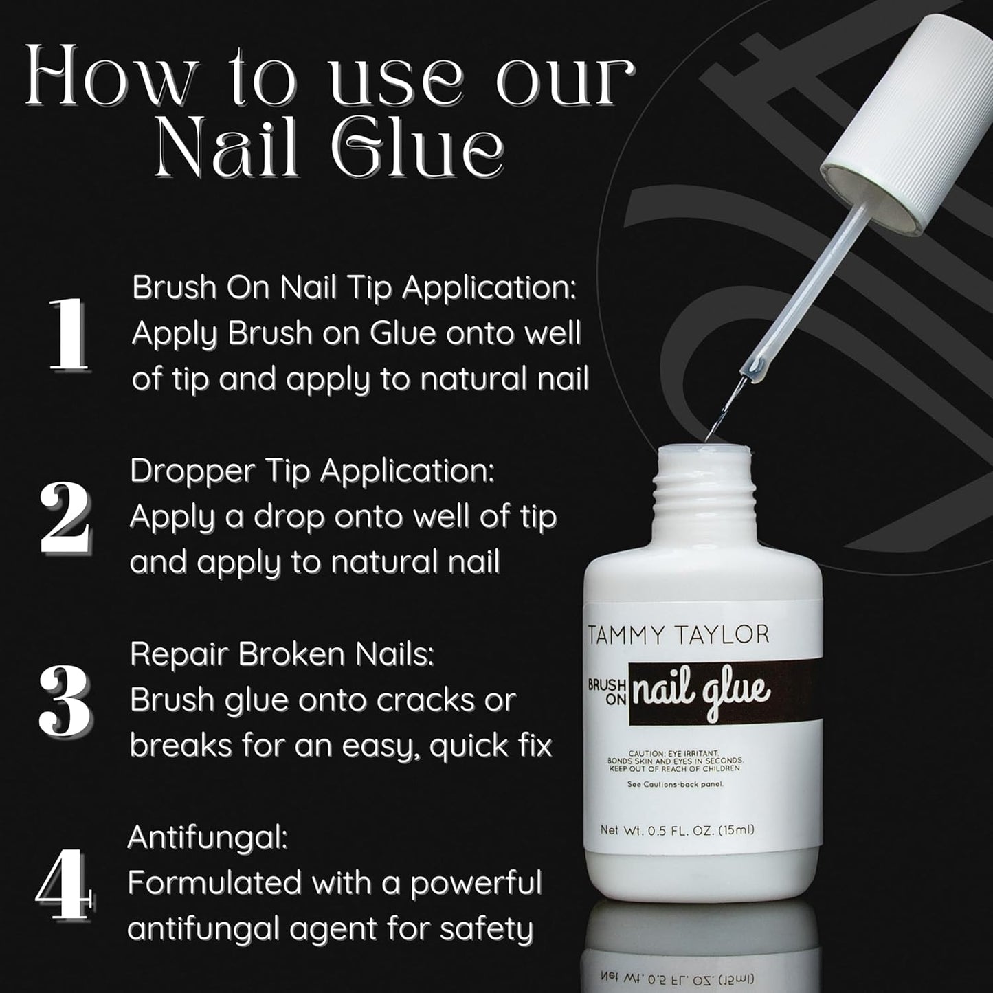 Tammy Taylor Tip and Nail Repair Dry Clear Gel Nail Glue for Press on Nails, Acrylic Nail Tips & Natural Breaks, Cure Under UV/LED, Solid Nail Adhesive Gel Glue for Nails and Extensions