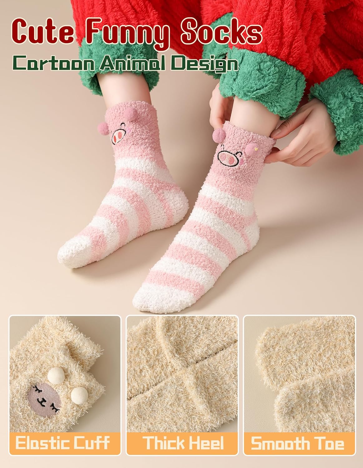 TEHOOK Warm & Cozy Gifts for Women, Stocking Stuufers, Fluffy Fuzzy Plush Sleeping Slipper Socks - Soft Warm Fabric