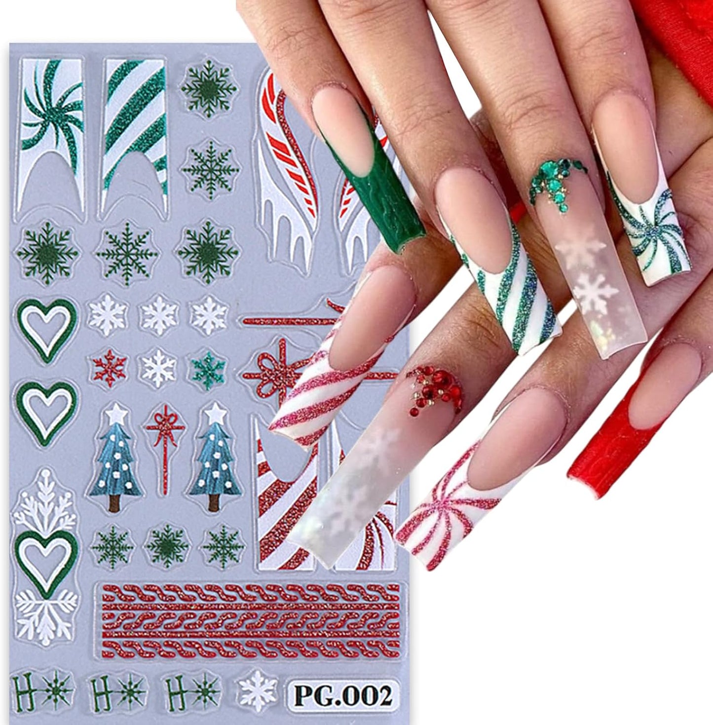 5Pcs Christmas Nail Art Stickers Decals Embossed Self-Adhesive Snowmen Nail Sticker Colorful Firework Snowflake Xmas Tree Elk Nail Decals Nail Supplies for Women DIY New Year Xmas Holiday Nail Decor